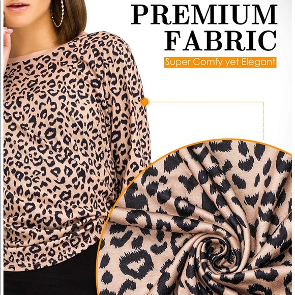 lamibaby Leopard Print Long Sleeve Crew Neck Top - Picture 3 of 6